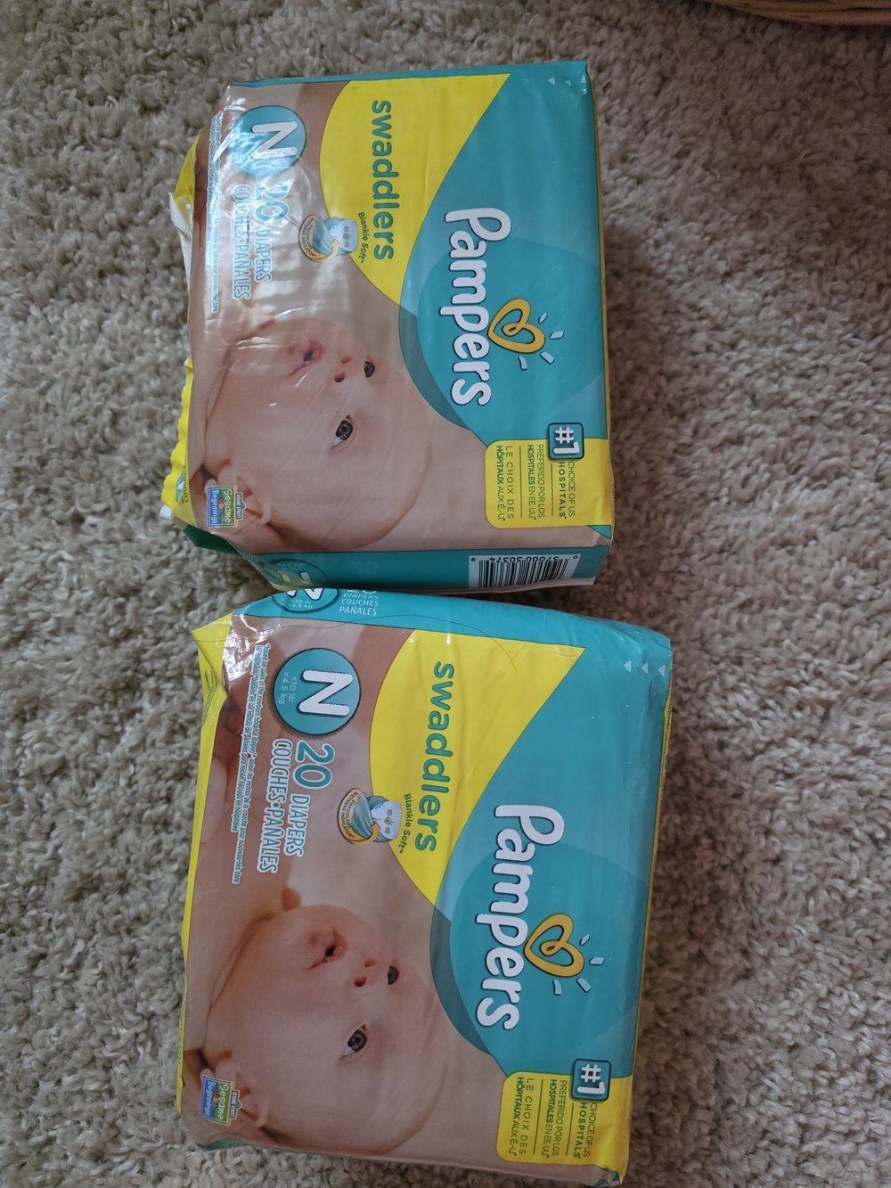 Pampers Swaddlers Newborn Diapers - Teal & Yellow Pack Set Of 2